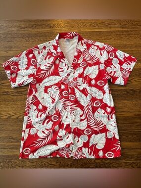CINCINNATI REDS Red & White Tropical Hawaiian Shirt with 'REDS' Logos size XXL